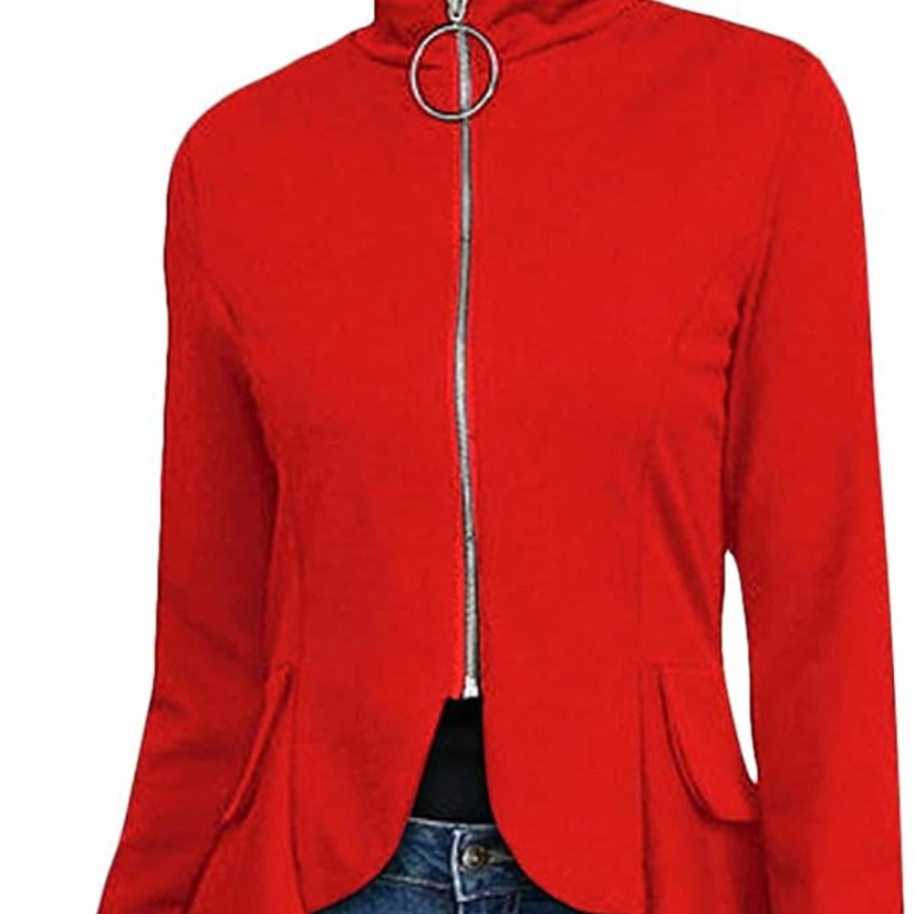 Women Long Dovetail Gothic Trench Coat Front Zipper Up Tailcoat Jacket